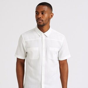 Mr. Turk double pocket short sleeve button down in white - xl nwt